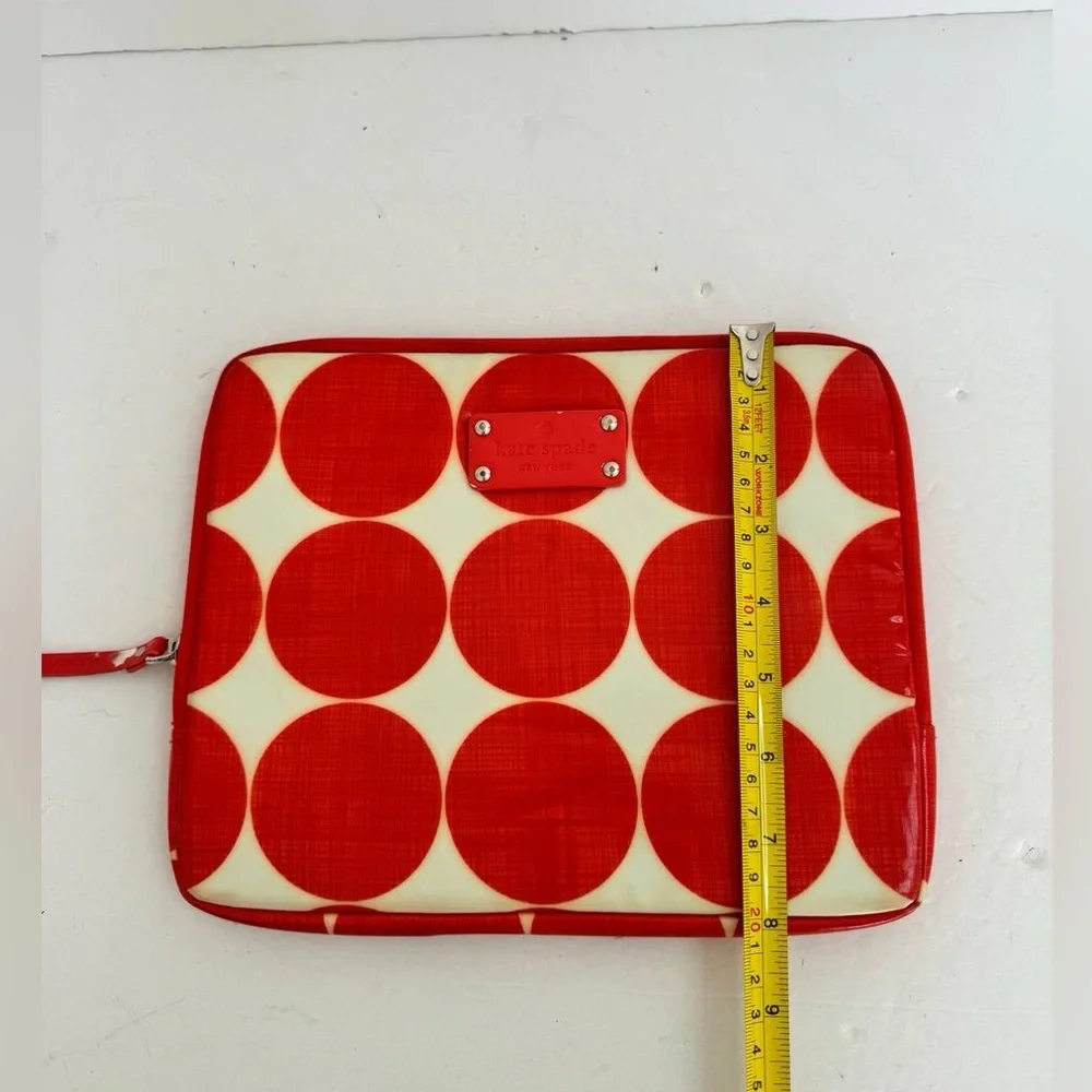Kate Spade Womens Insulated Polka Dot Zip Around Red Flat IPad Case